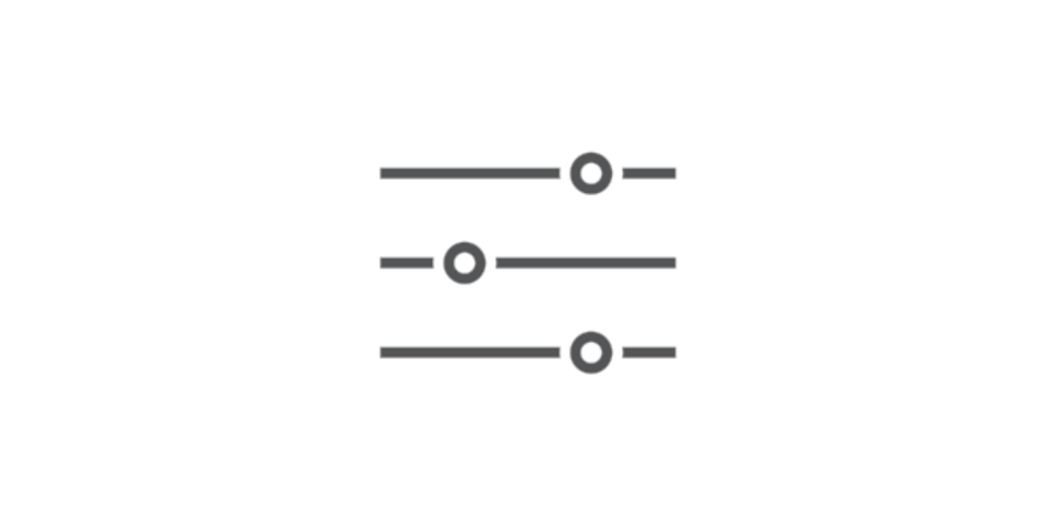 Icon with lines and buttons, signalizes settings